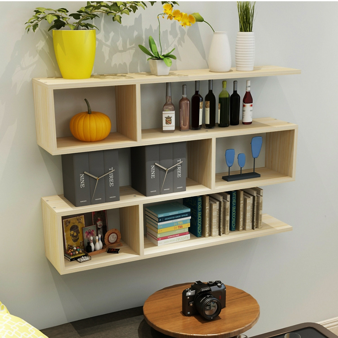 Kệ sách treo tường - Kệ gỗ trang trí 3 tầng dài 120cm x rộng 75cm x sâu 20cm
