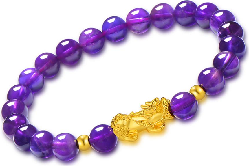 Vòng Tay Tỳ Hưu Thạch Anh Tím Amethyst Tự Nhiên 8mm