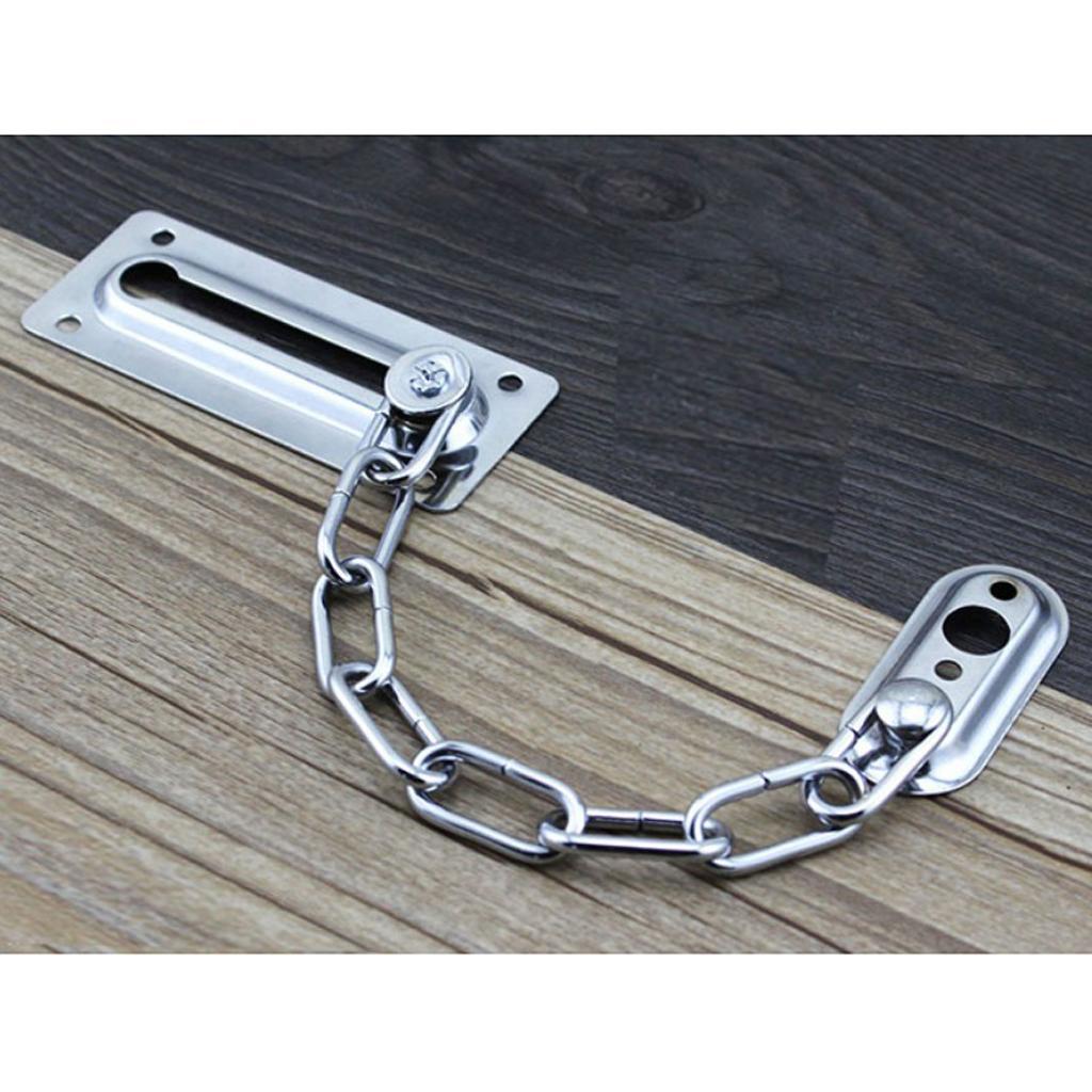 2x Stainless Steel Door Chain Guard Lock Slide Bolt for Home Security Silver