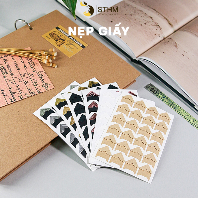- Nẹp giấy cố định ảnh có keo hai mặt - Dùng cho trang trí sổ dán ảnh, scrapbook, photobook - 24 cái