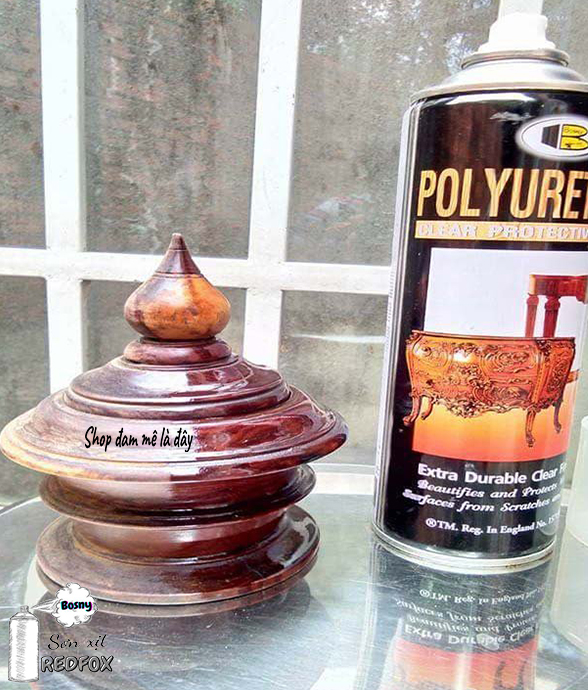 Sơn gỗ Pu bóng, sơn bóng làm mới và bảo vệ gỗ No.1900 Polyurethane Bosny dung tích 600ml - Thái Lan, sơn pu làm mới đồ gỗ, nội thất