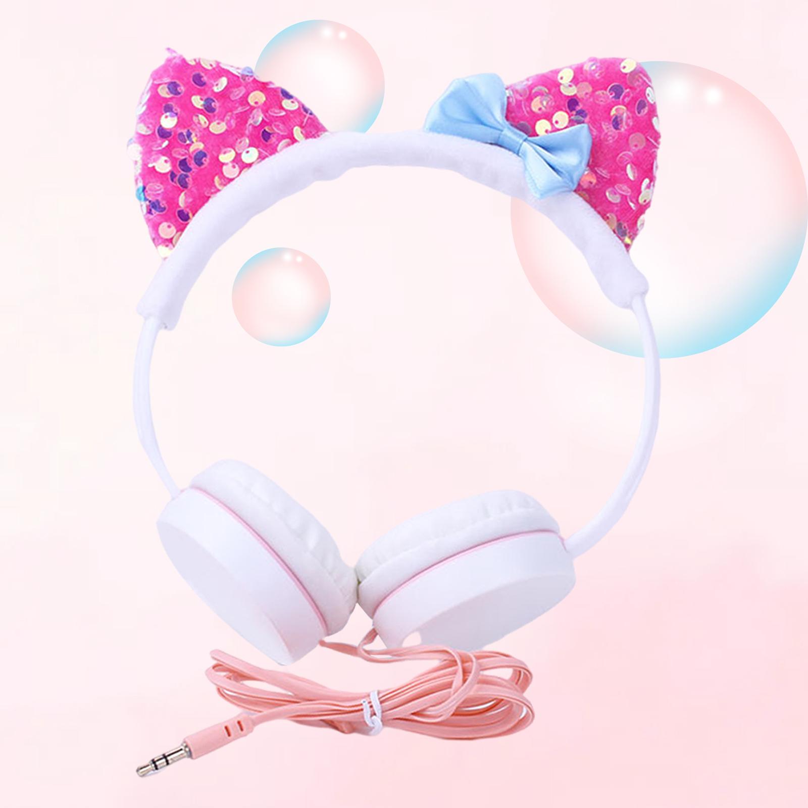 Cat Ear Headphone for Kids, Over Ear Headset Plush Earphones