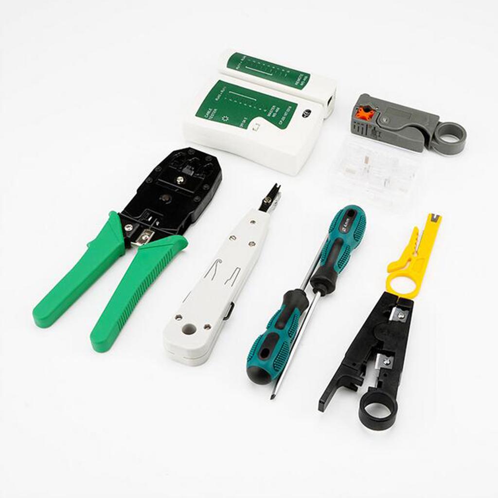 Home Network Cable Maintenance Tool Kit Set Ethernet Cable Tester Crimper Repair NEW