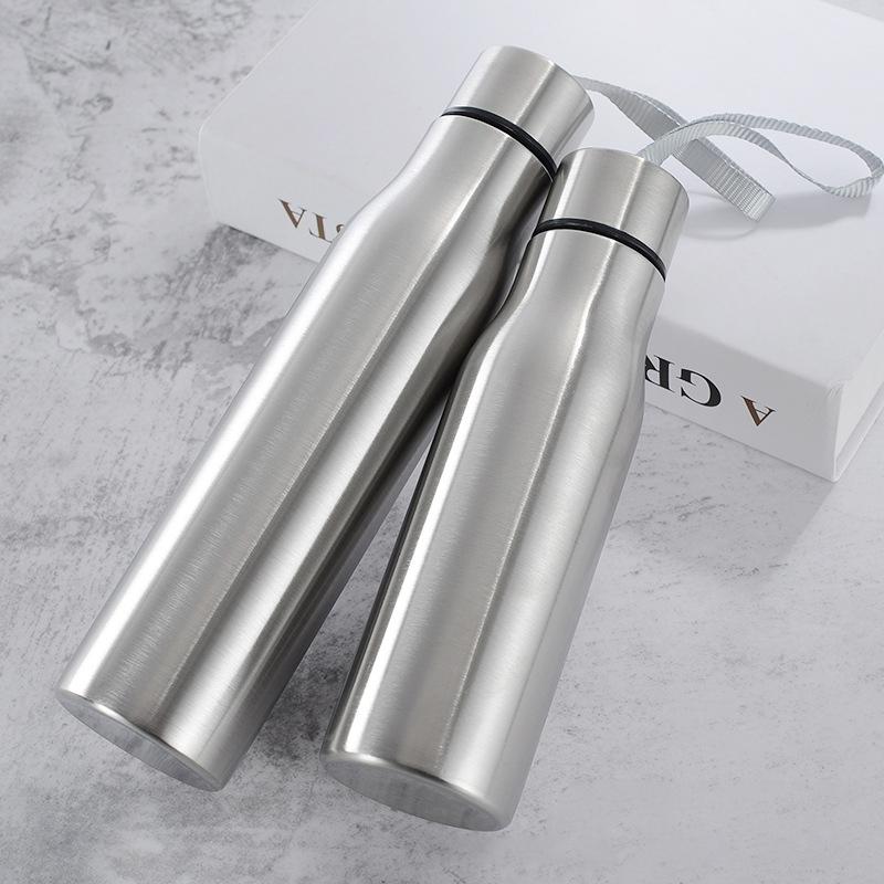 Xe Đạp Thể Thao Thép Không Gỉ Nước Uống Chống Rò Rỉ Nước Di Động Bình Có Tay Cầm Dây Trẻ Em Học 1000Ml