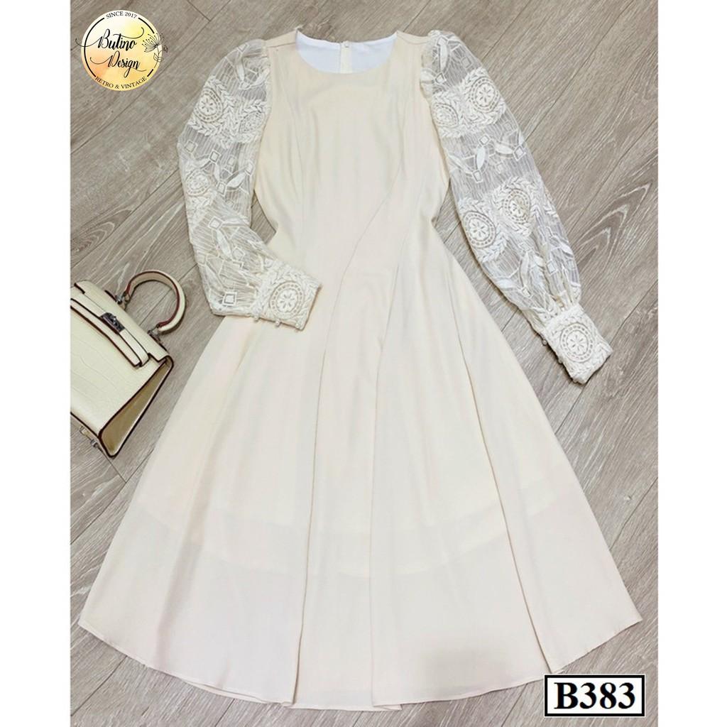 Váy đầm xòe B383 Be thời trang nữ hàng thiết kế Cao Cấp