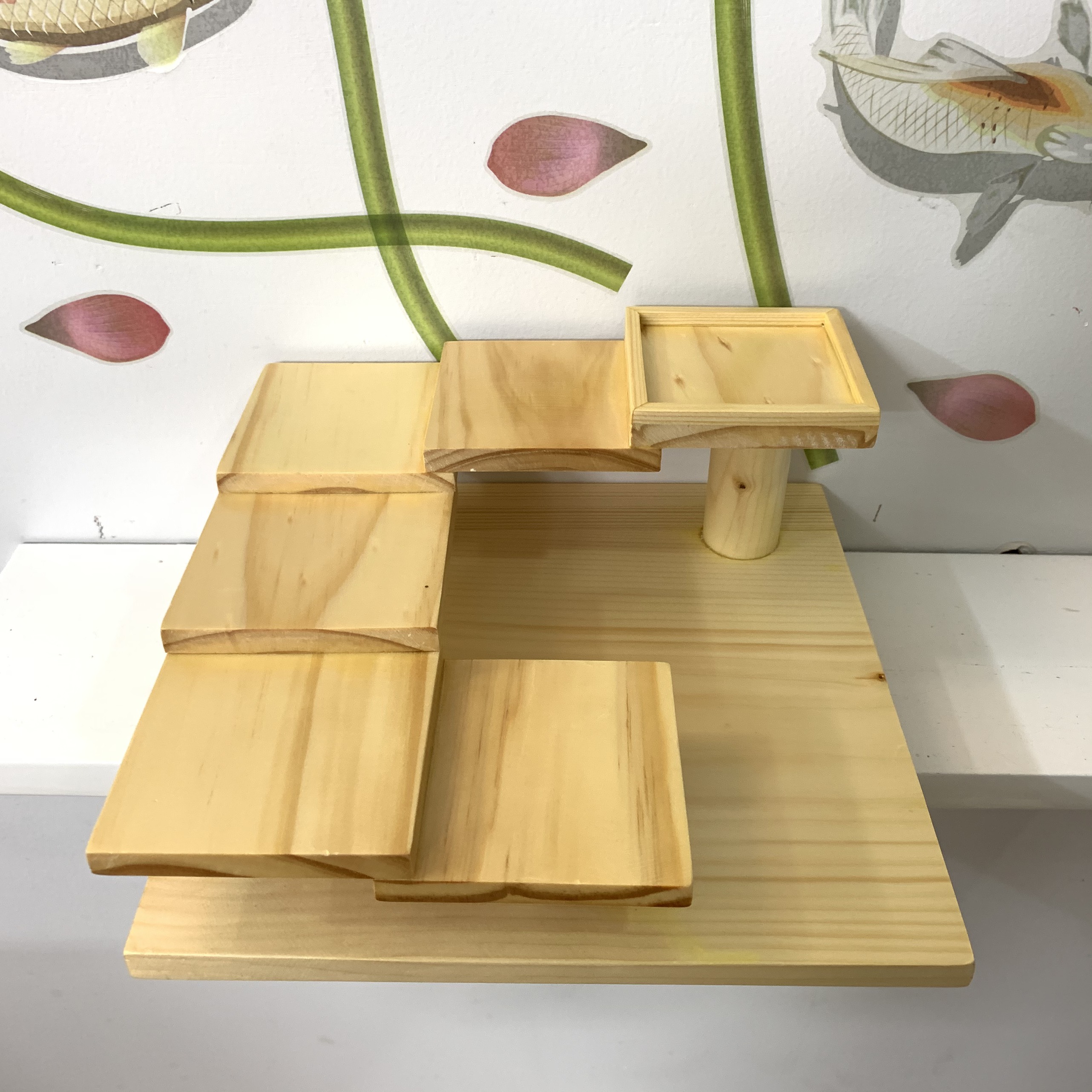 Khay gỗ trang trí món ăn sushi Nhật - Hình vuông - Gỗ thông tự nhiên