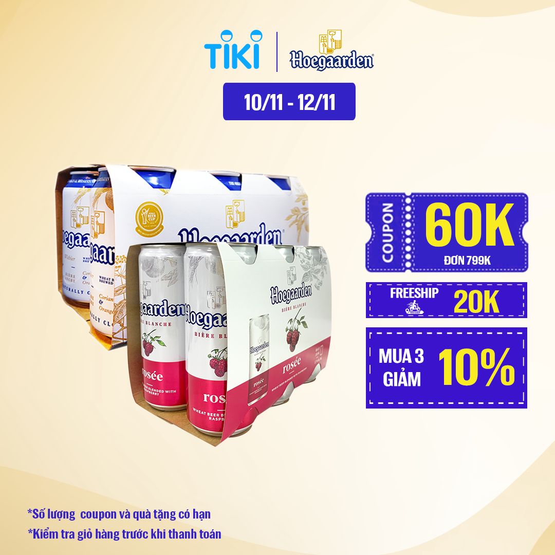 Mua 3 Giảm 10% - Combo Lốc 6 Hoegaarden Rosee &amp; Lốc 6 Hoegaarden White (330ml/lon)