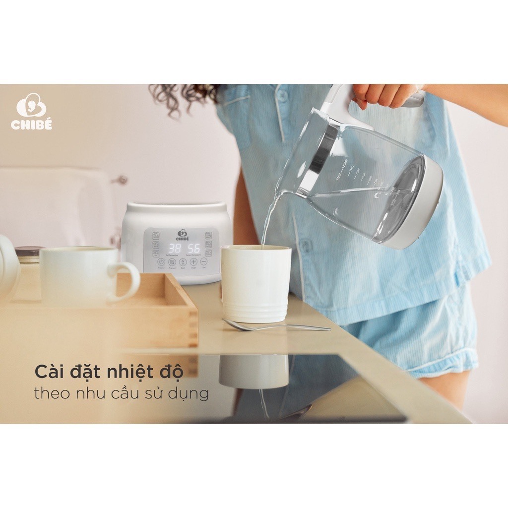 Ấm đun nước CHIBÉ CB002 thông minh pha sữa cho bé, điều khiển từ xa, giữ nhiệt 72h hàng chính hãng