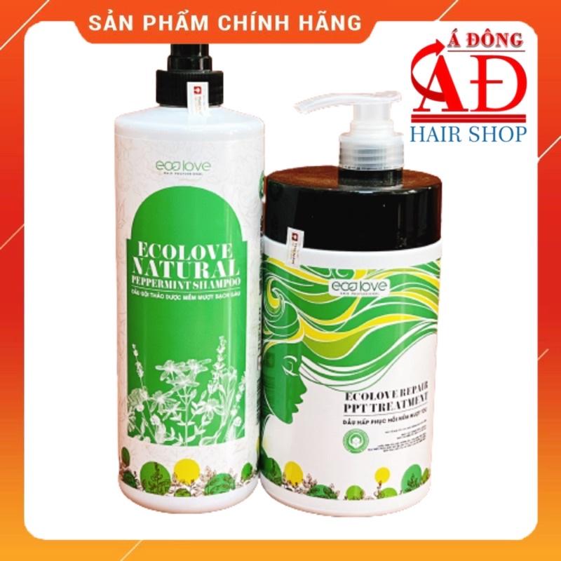 BỘ DẦU GỘI HẤP Ủ TÓC HÀN QUỐC ECOLOVE NATURAL PHỤC HỒI SIÊU MƯỢT 1000ML