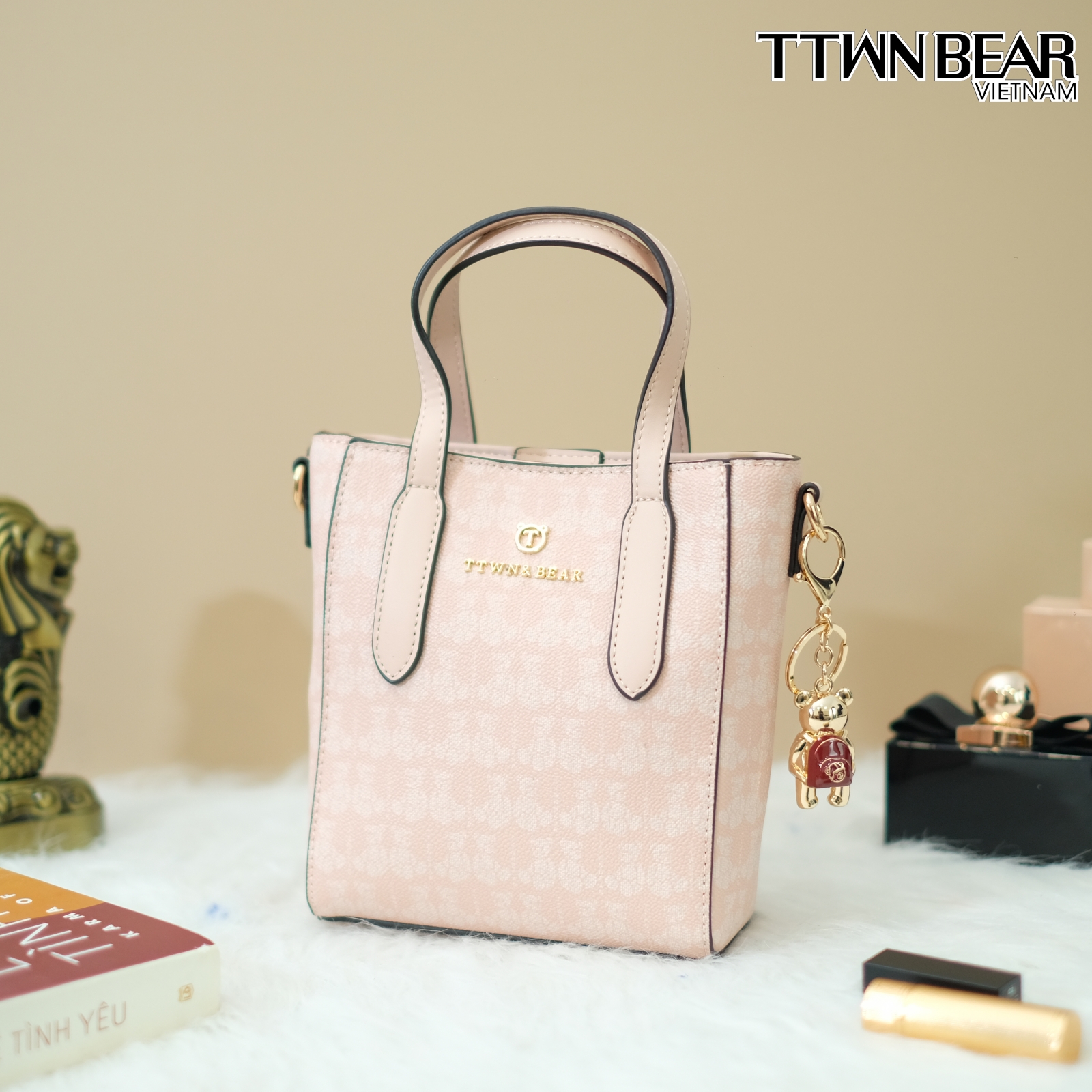 Túi tote TN3125/ TN3124 da thời trang công sở charm gấu TTWN BEAR