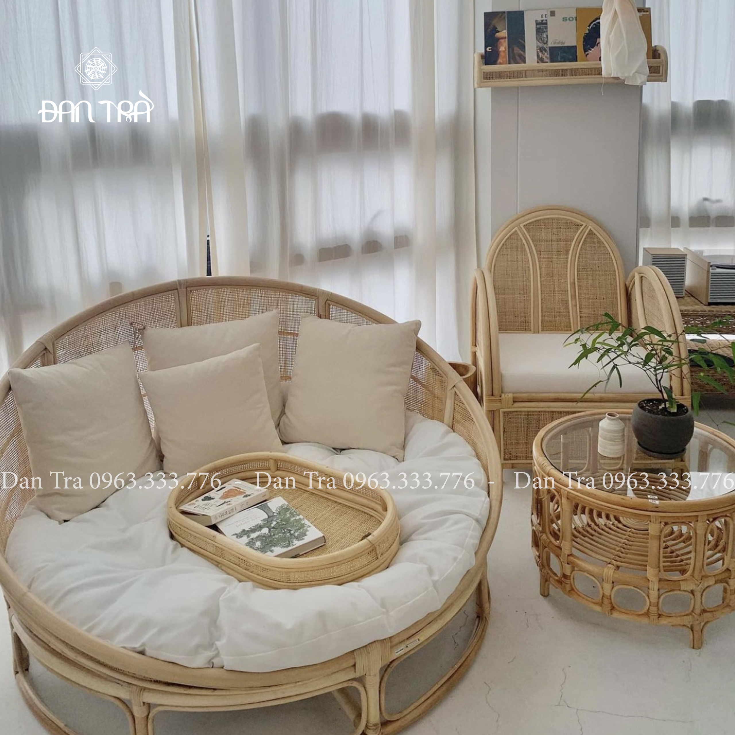 [RẺ VÔ ĐỊCH] Ghế Mây Papasan Cách Tân Phong Cách Kiểu Hàn - Kích thước 1m4 form chuẩn truyền thống