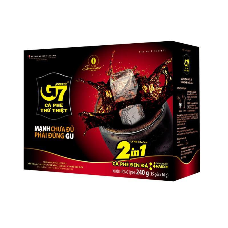 Cà Phê G7 2in1 Trung Nguyên Legend - Hòa Tan Đen (có đường) - Hộp 15 gói