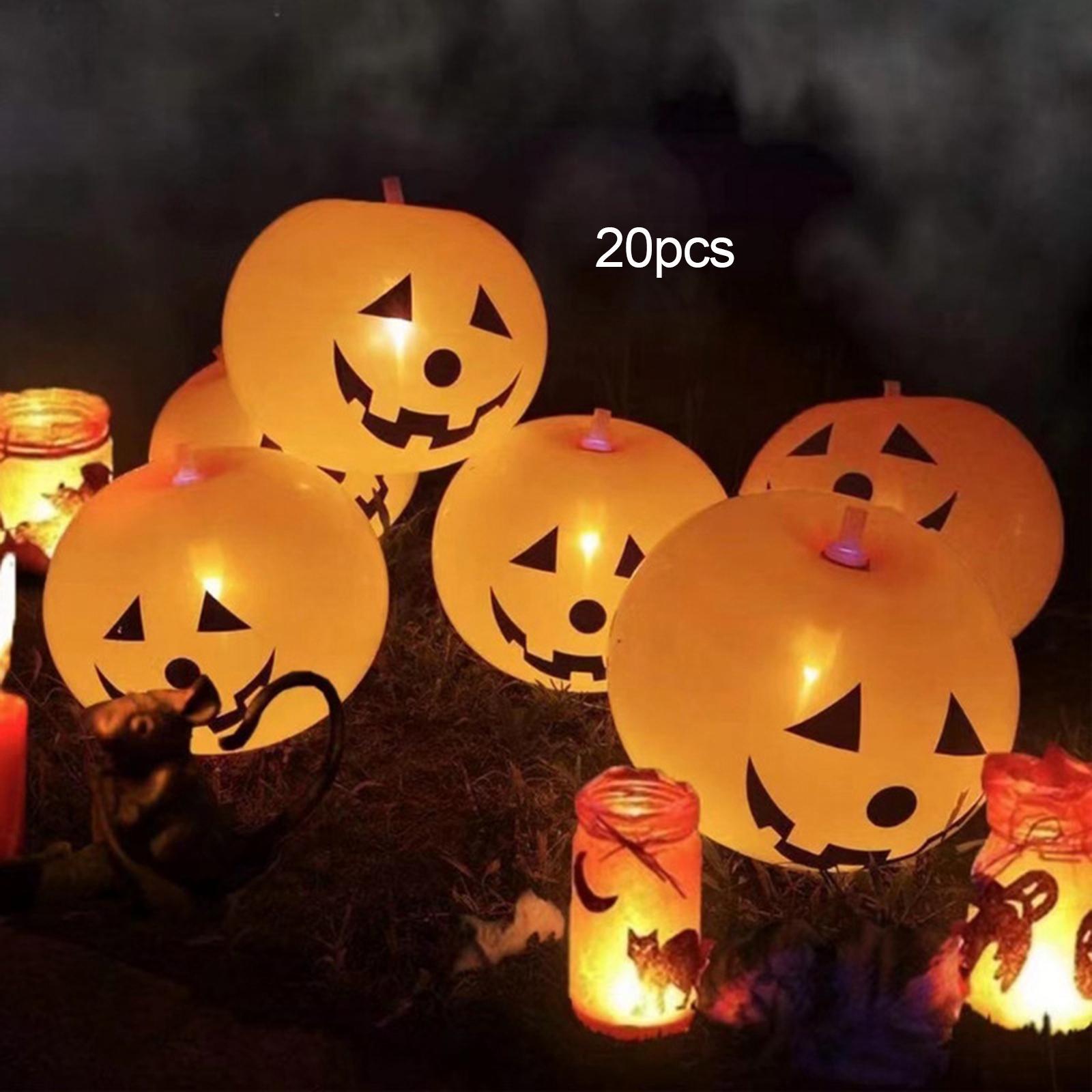 20x Pumpkin Light up Balloons Halloween Kids Toys for Yard Garden Decoration