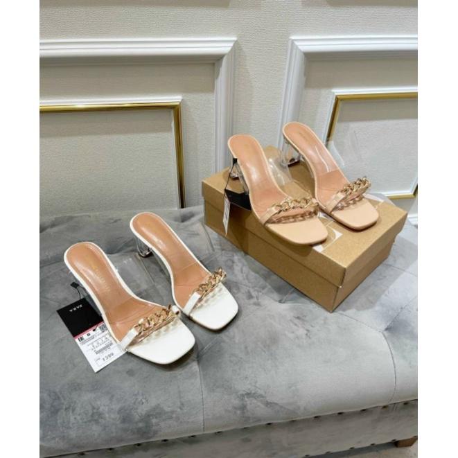 Dép Nữ Quai Trong Đính Xích