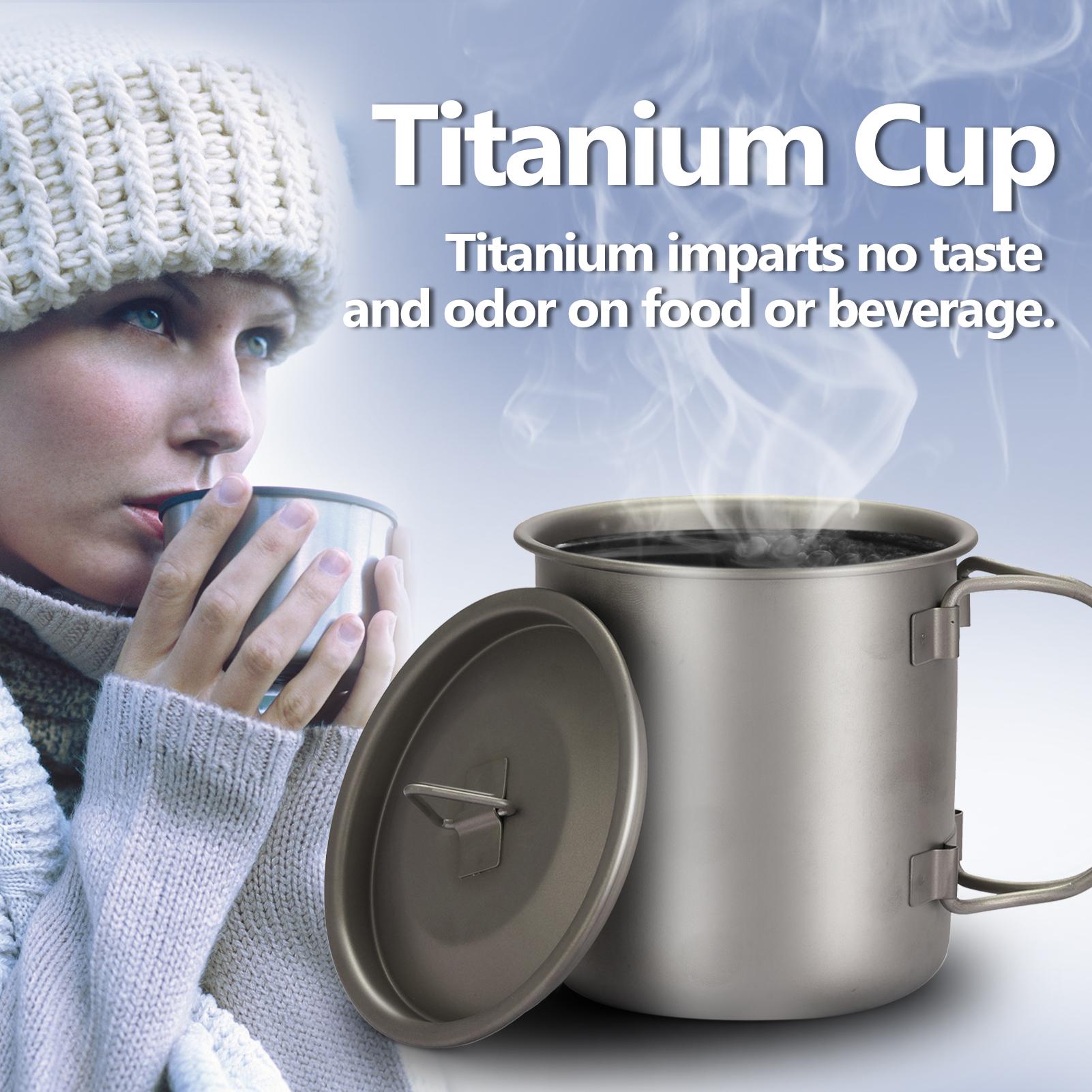 Cốc nước titan không gỉ chống ăn mòn, nhẹ và thiết thực phù hợp việc sử dụng trong nhà và ngoài trời