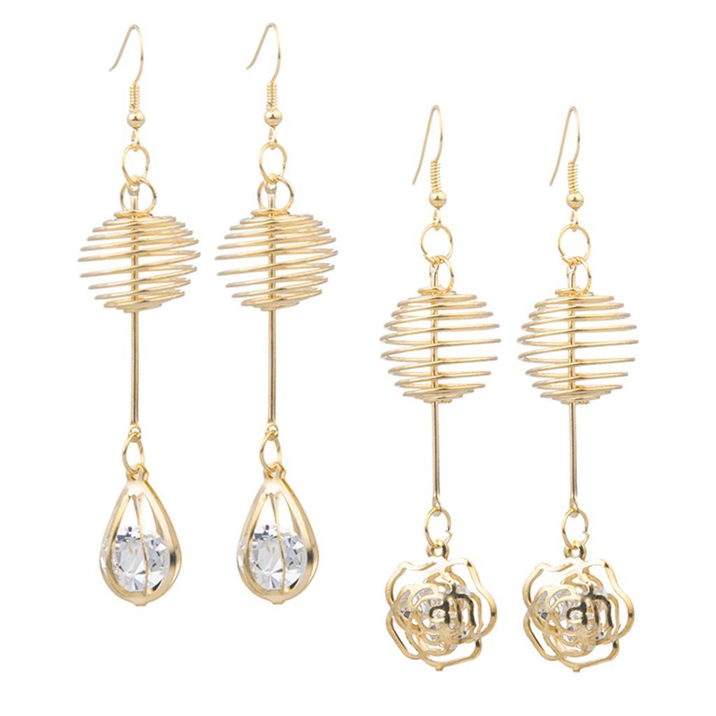 Womens Gold  Crystal Drop Hook Earrings Wedding Party Flower Earrings