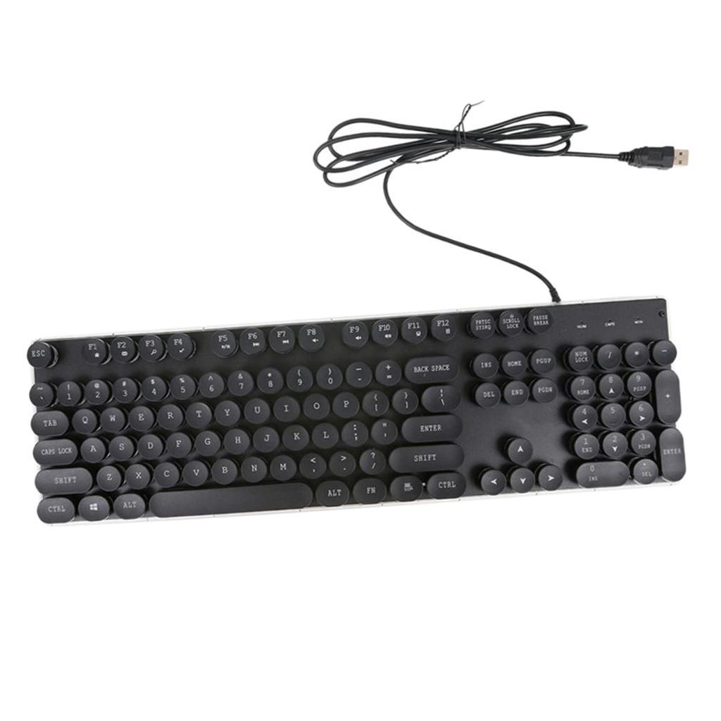 3 Color Wired Backlit Gaming Keyboard Punk Keycap Retro with USB Interface