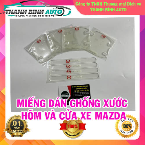 Miếng dán silicon chống xước hõm tay nắm cửa xe Mazda