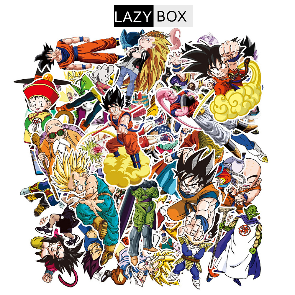 Sticker 7 viên ngọc rồng Dragon Ball trang trí mũ bảo hiểm, đàn, guitar, ukulele, điện thoại laptop