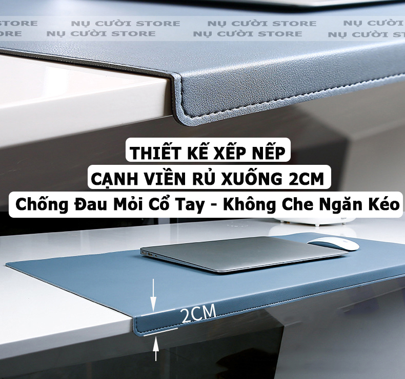 Tấm Lót Chuột Gấp Cạnh, Size Lớn; Pad Bàn Phím Da PU Khổ Lớn; Miếng Lót Chuột Chống Trượt, Bảo Vệ Cổ Tay - Hàng Nhập Khẩu