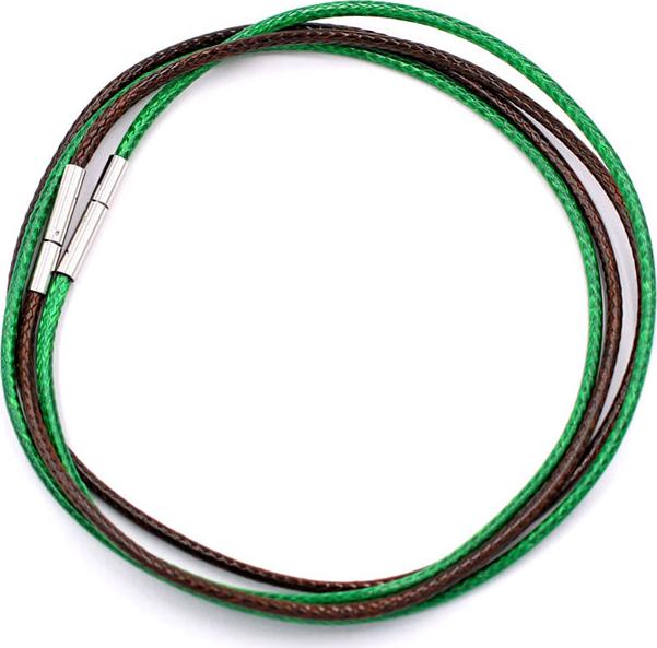 Combo 2 dây vòng cổ cao su xanh lá, nâu móc inox DCSXLN1 - Dây dù bọc cao su