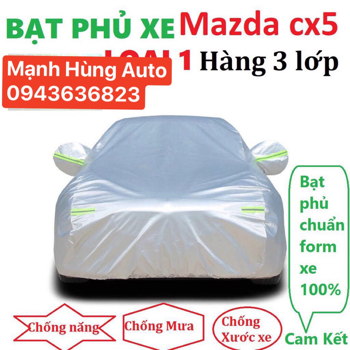 Bạt Phủ Toàn Xe 3 Lớp Chống Xước, Chống Nắng, Chống Cháy Cho Ô Tô