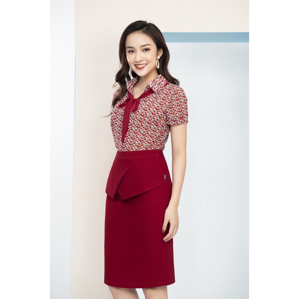 Áo sơ mi nữ công sở LUPERI LFSM1126 thiết kế cổ đức thắt dây hoa văn trẻ trung, hiện đại, dễ mix đồ