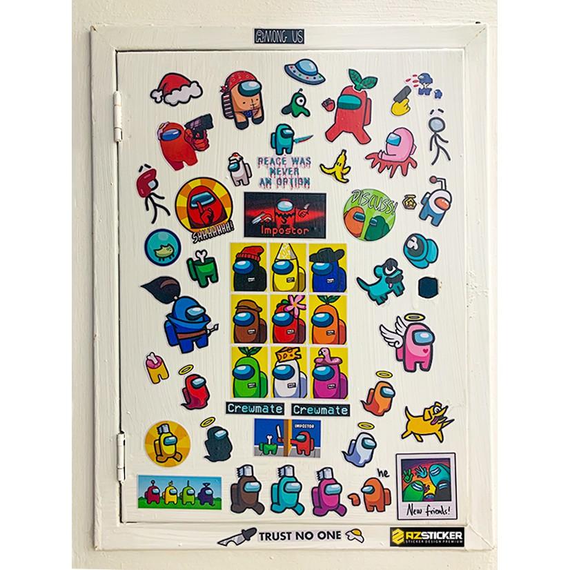 Bộ Miếng Dán Sticker Chống Nước Hình Among US Dán Nón Bảo Hiểm , Dán Laptop , Dán Vali , Xe Máy , Điện Thoại , Máy Tính