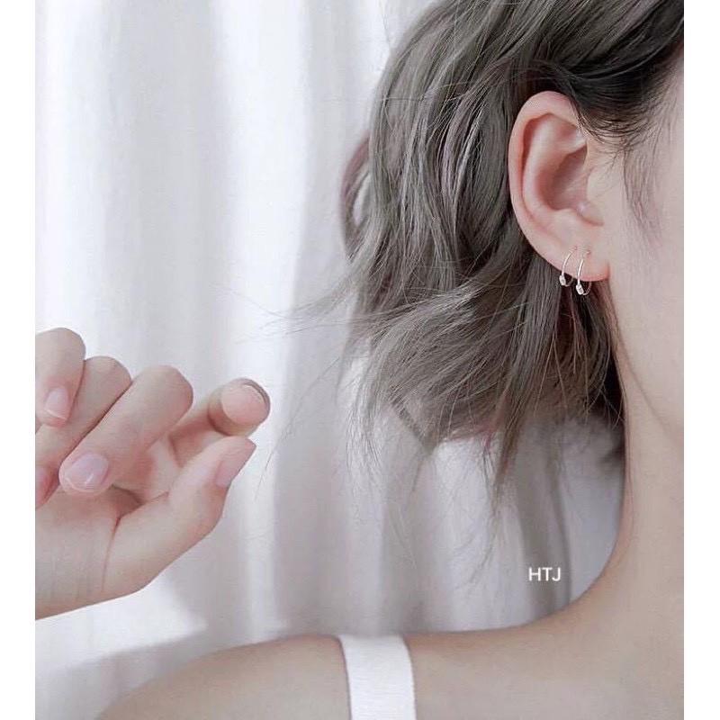 Khuyên tai nam nữ đeo bao đẹp chất liệu bạc ta