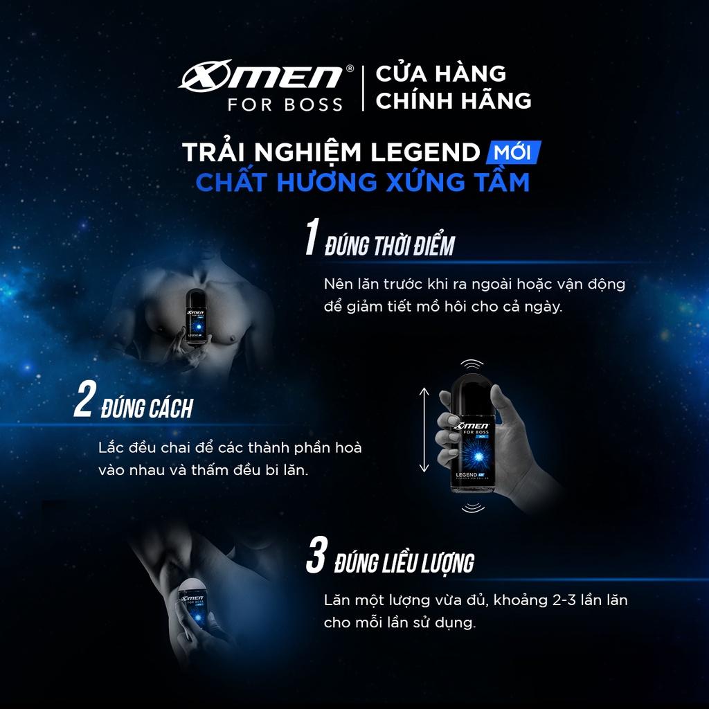 Combo Lăn khử mùi X-men For Boss Legend 50ml + Xịt khử mùi X-men For Boss Legend 150ml