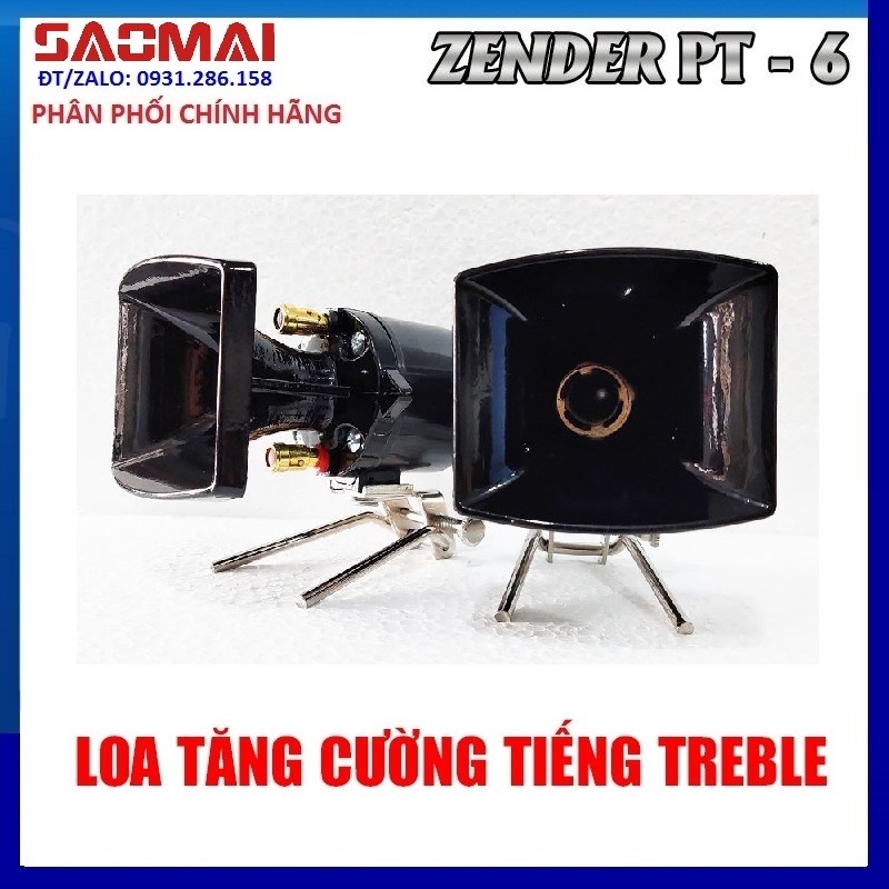 Bộ 2 Loa Treble cao cấp PT6 màu đen - Họng đúc gang - Kèm tụ và dây loa - hàng chính hãng