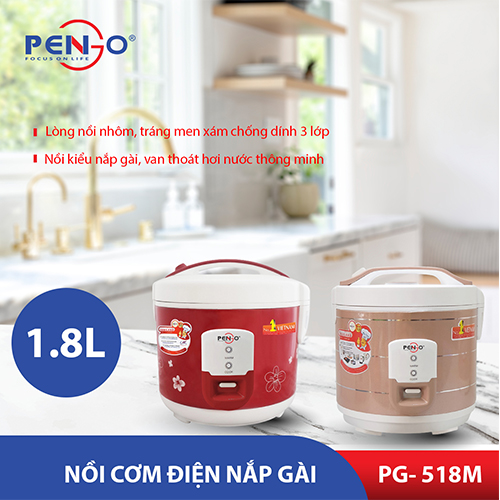 Nồi cơm điện nắp gài PENGO PG-518M  1.8 Lit - Hàng Chính Hãng