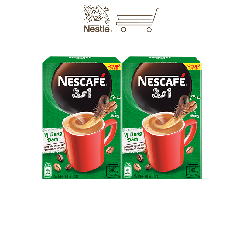 Combo 2 hộp cà phê NESCAFÉ 3IN1 VỊ RANG ĐẬM - công thức cải tiến (Hộp 20 gói x 16g)