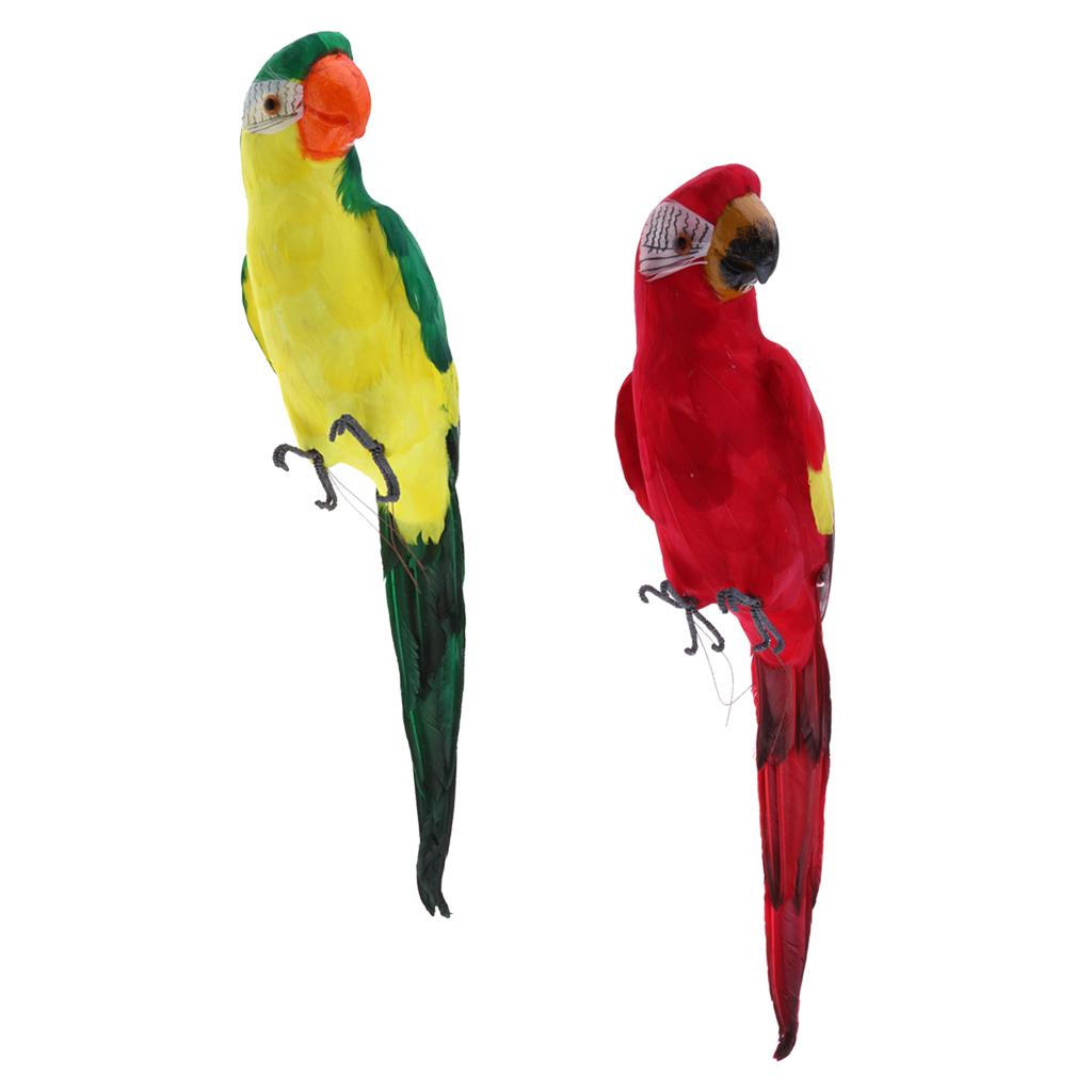 2 Chiếc Lông Nhân Tạo Vẹt Chim Nhà Trang Trí Sân Vườn Vẹt Xanh & Đỏ