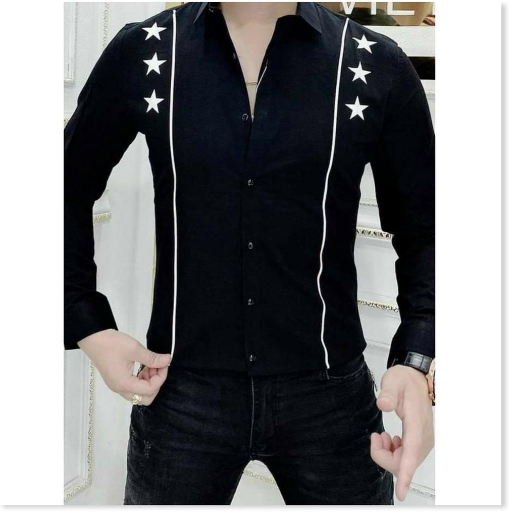 Áo sơ mi in thêu dài tay nam phong cách lịch lãm ôm body KME FASHION