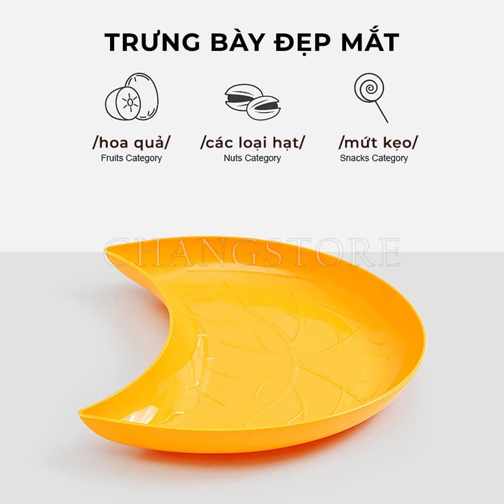 Bộ Khay Đựng Bánh Kẹo, Mứt Tết Hoa Qủa Hình Cánh Hoa, Set 5 Đĩa Nhựa Bán Nguyệt Decor