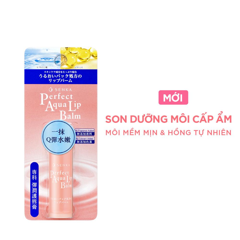 Son Dưỡng Môi Senka Perfect Aqua Lip Balm Giúp Cấp Ẩm 4.5g