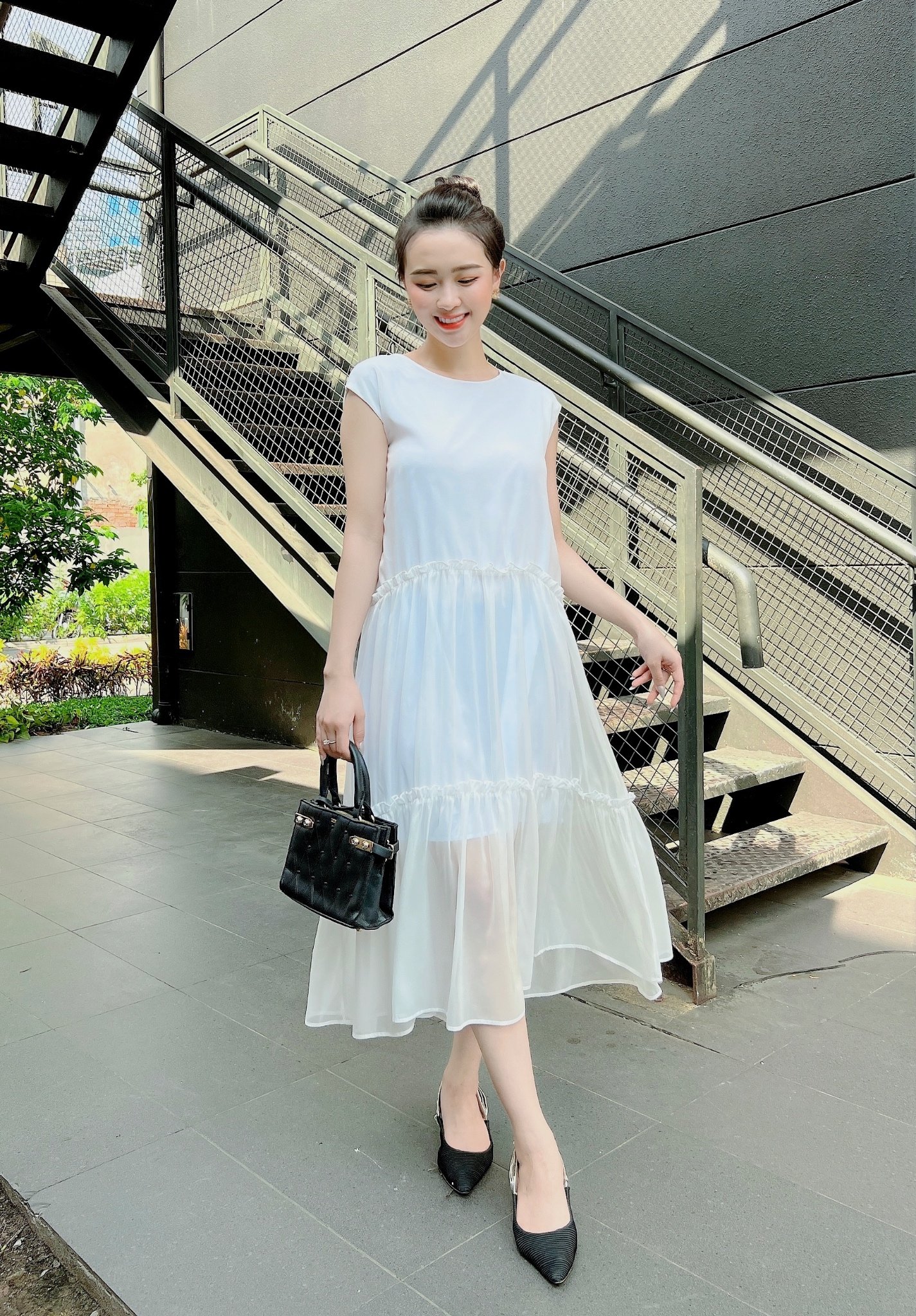 ĐẦM MAXI OVERSIZE NHÚN TẦNG – M03