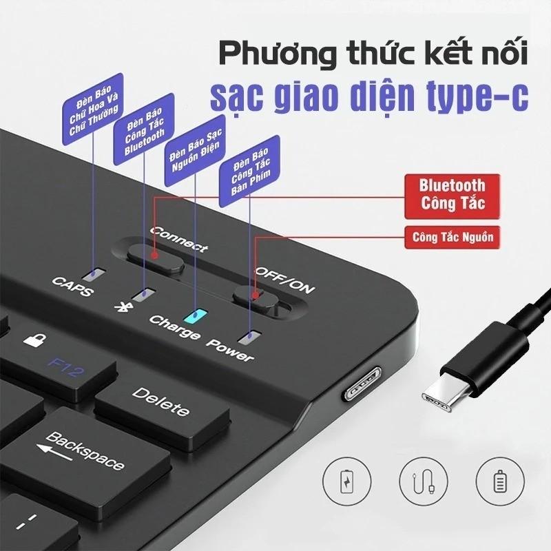 Bàn phím không dây Bluetooth mini dùng được cho IOS Android Windows thiết kế nhỏ gọn, không gây tiếng ồn