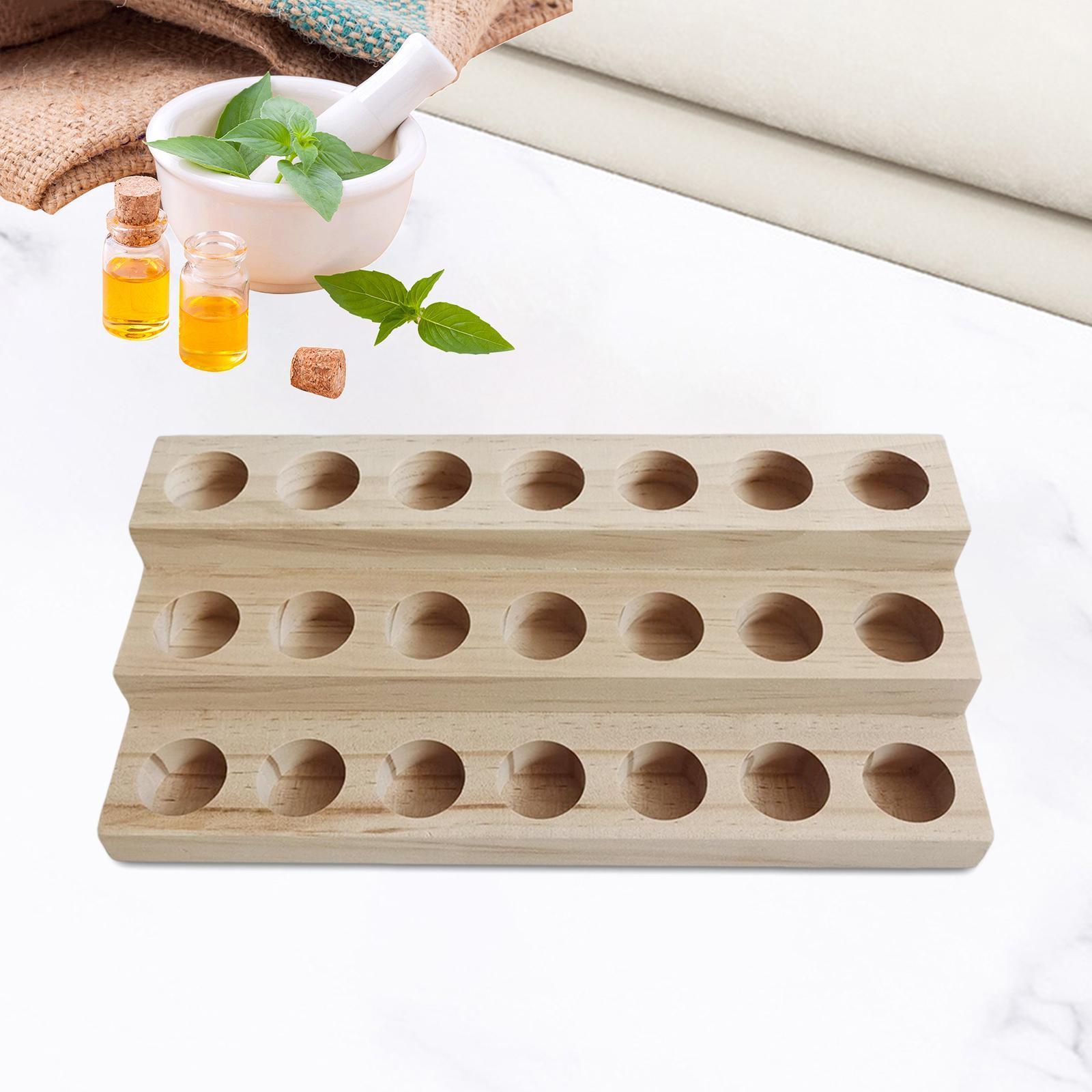21 Slots Wooden Essential Oil Storage Rack 3 Tier Tray Case Container Display Holder for 10ml Bottles Nail Tabletop Cosmetics Store