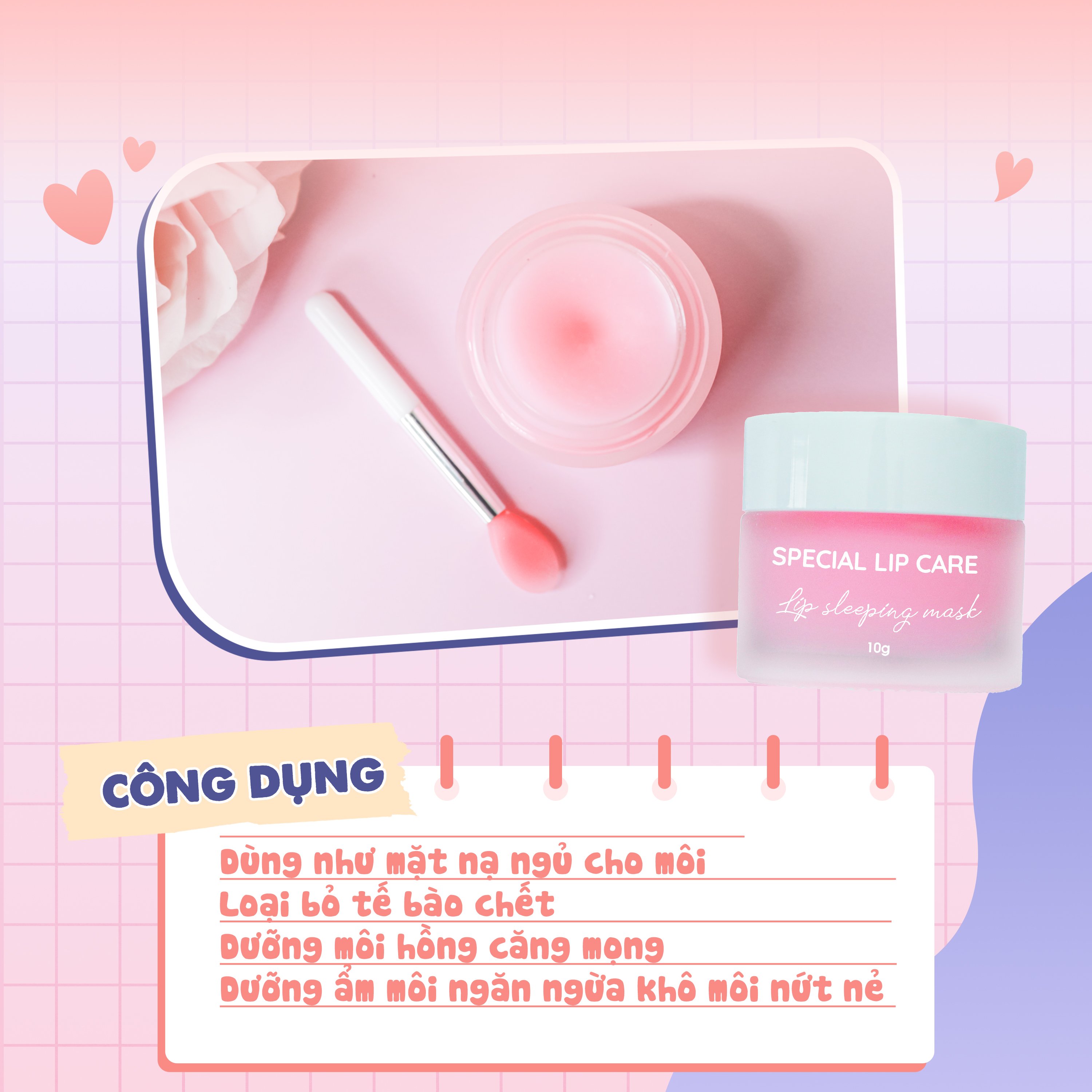 Mặt nạ ngủ môi cho bà bầu dưỡng hồng môi Special Lip Care GUO 10g - [Dưỡng môi căng mọng, Không dầu khoáng]