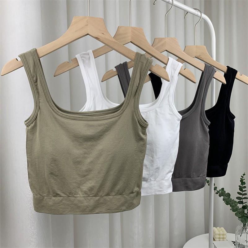 Áo Bra nữ hở lưng cổ vuông dáng croptop chất thun Mềm Dáng Lửng Sẵn Đệm Ngực hàng chuẩn loại 1