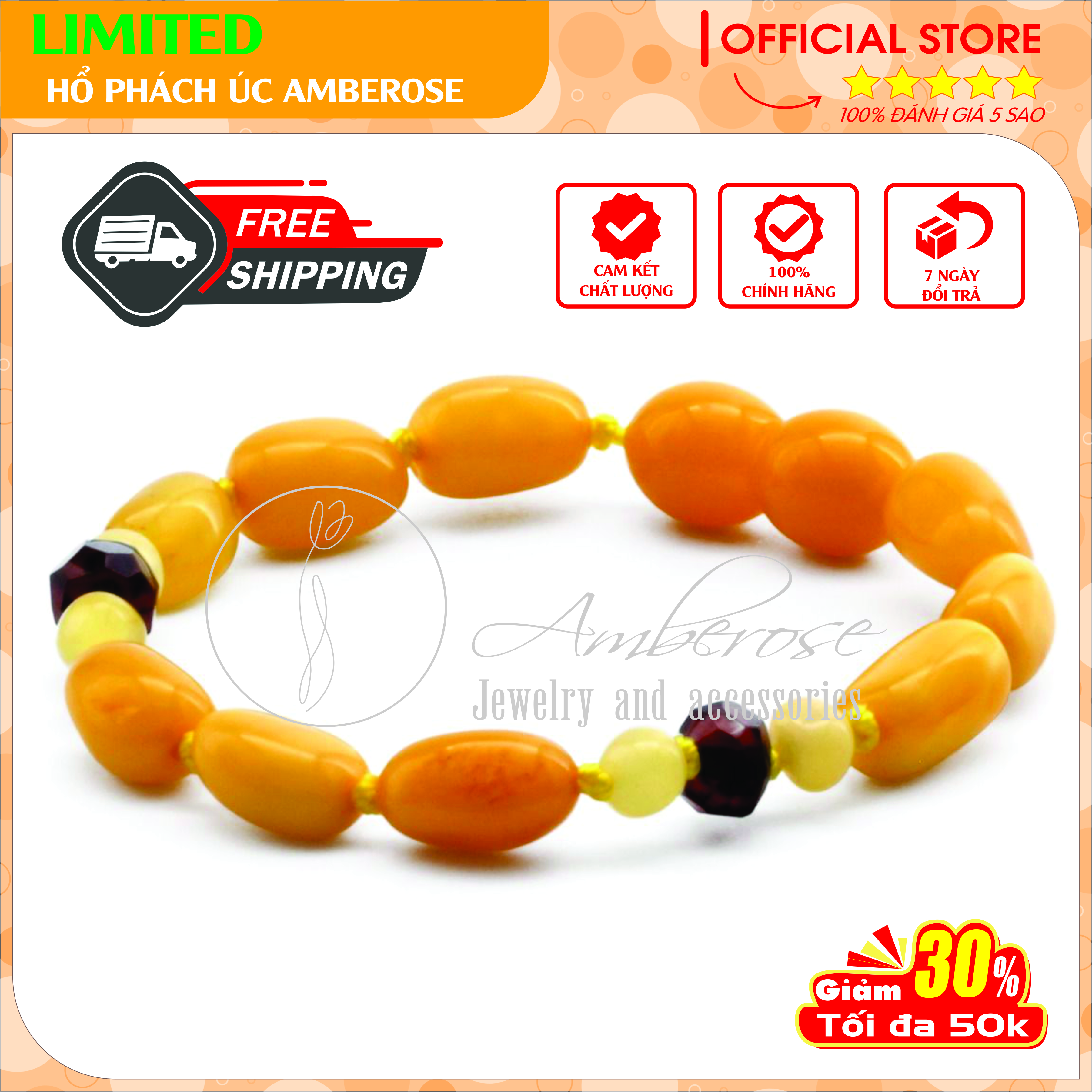 Bộ Vòng Hổ Phách Amber Úc Cho Bé 0 - 10 tuổi ( Mẫu Đặc Biệt ) SABLMT31