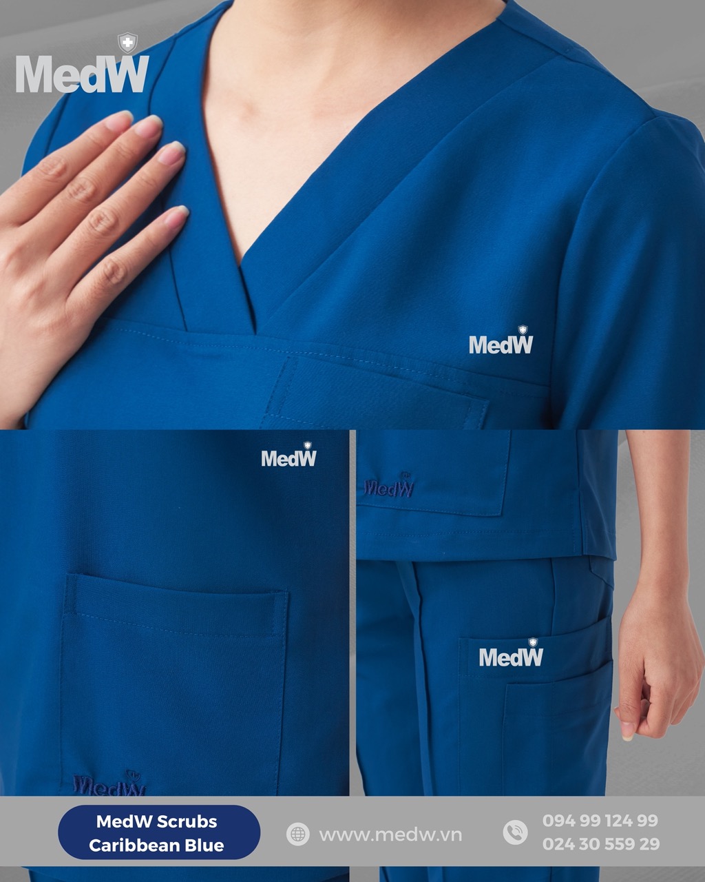 MedW Hera Scrubs Y Tế (Nữ) Xanh Caribbean Bộ Trang Phục Y Tế Bác Sĩ Điều Dưỡng Phòng Khám Bệnh Viện Thẩm Mỹ Spa Thiết Kế Cách Tân Trang Trọng Vật Liệu Chuyên Biệt Y Tế Không Bám Dính Không Nhăn Mềm Êm Xếp Ly Giữ Dáng