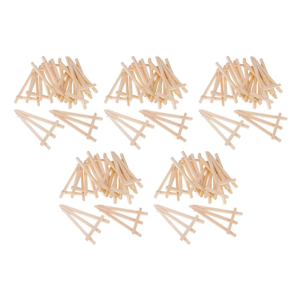 50x Wooden Tripod Easel Display Painting Table Number Stand Card 15.5x7.5cm