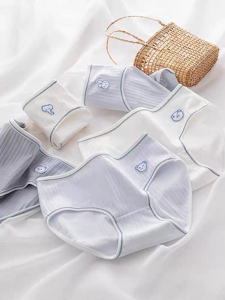 Combo 5 Quần Lót Nữ cotton kẻ sọc - Quần lót họa tiết động vật dễ thương, đáy may kháng khuẩn cao cấp thương hiệu BAW G02
