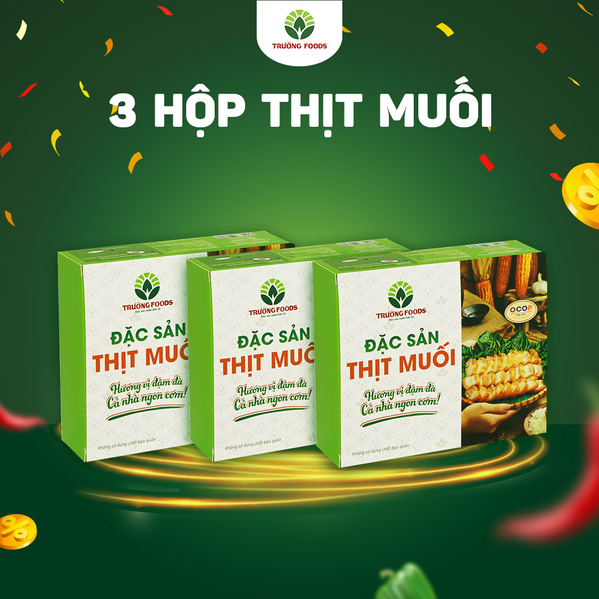 Combo 3 Hộp Thịt Muối Trường Foods 250g/Hộp