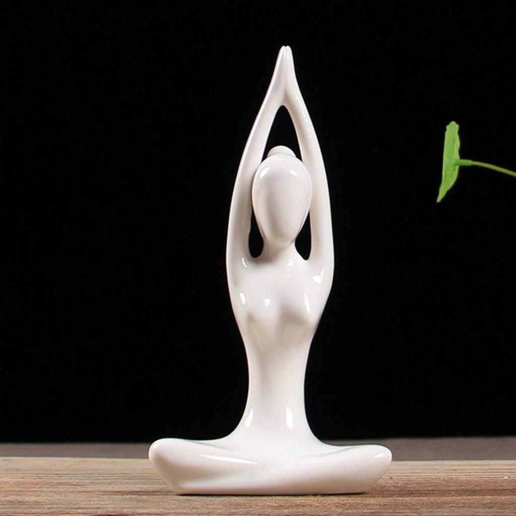 5x Ceramic Yoga Figure Ornament Statue Sculpture for Desk Decor