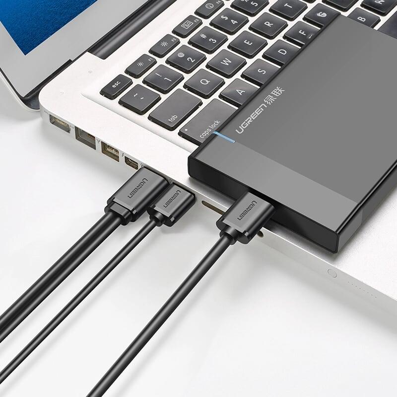 Ugreen UG10382US140TK 1M màu Đen Cáp USB 3.0 sang MICRO USB 3.0 cho ổ cứng hỗ trợ nguồn - HÀNG CHÍNH HÃNG