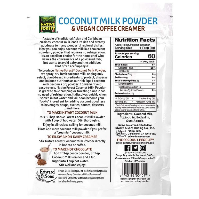 BỘT CỐT DỪA - KEM CAFE Native Forest Coconut Milk Powder, Coffee Creamer, Vegan &amp; Gluten Free, 150g (5.25 Ounce)